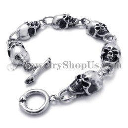 Pulseira De Titânio Com Caveiras Da Moda