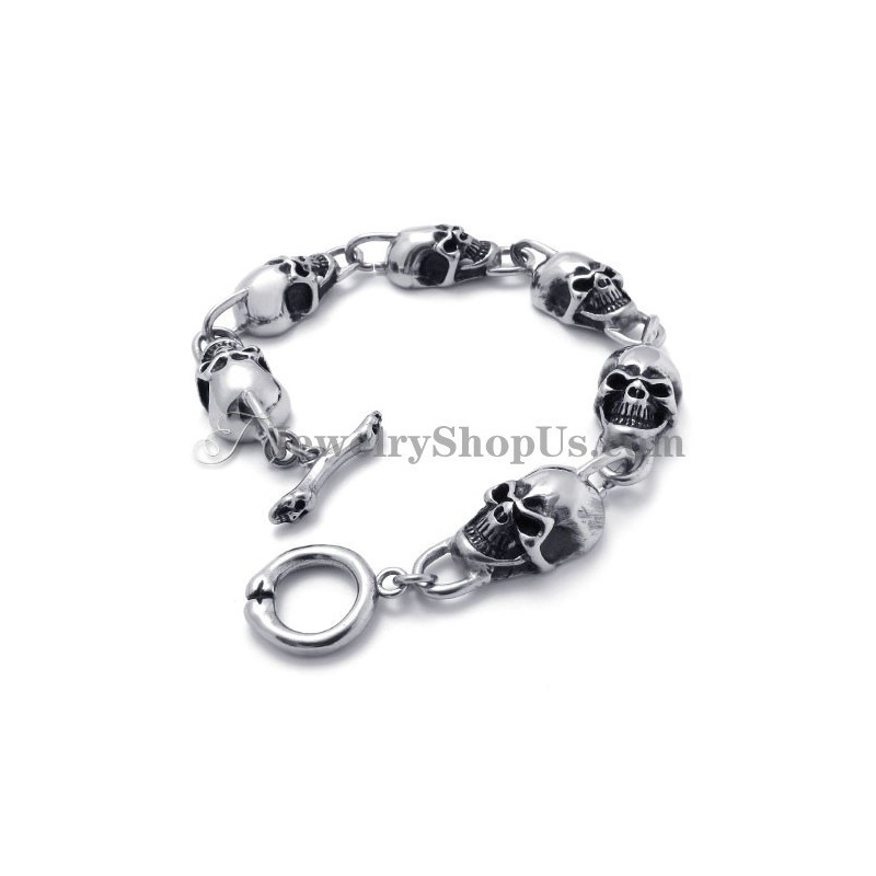 Pulseira De Titânio Com Caveiras Da Moda Pulseira De Titânio Com Caveiras Da Moda