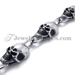 Pulseira De Titânio Com Caveiras Da Moda