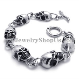 Pulseira De Titânio Com Caveiras Da Moda