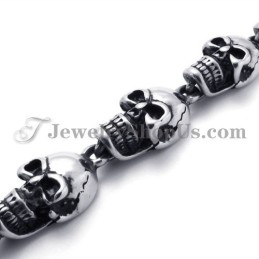 Pulseira De Titânio Com Caveiras Elegantes