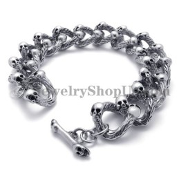 Pulseira De Caveiras De Titânio Da Moda