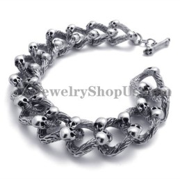 Pulseira De Caveiras De Titânio Da Moda