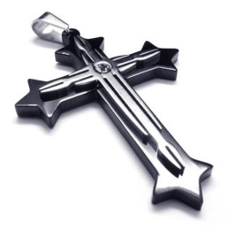 Colar Masculino Com Pingente De Cruz Em Titânio Puro Preto (Novo)