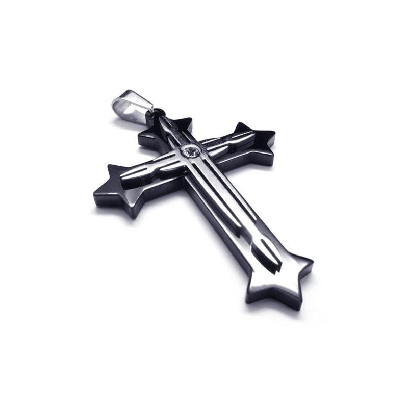 Colar Masculino Com Pingente De Cruz Em Titânio Puro Preto (Novo)