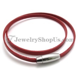 Pulseira De Couro Vermelho Da Moda Com Titânio