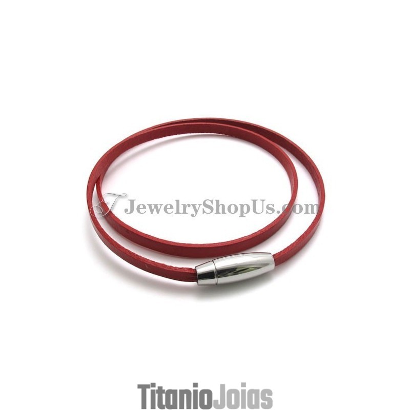 Pulseira De Couro Vermelho Da Moda Com Titânio Pulseira De Couro Vermelho Da Moda Com Titânio