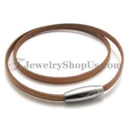 Pulseira De Couro Marrom Da Moda Com Titânio