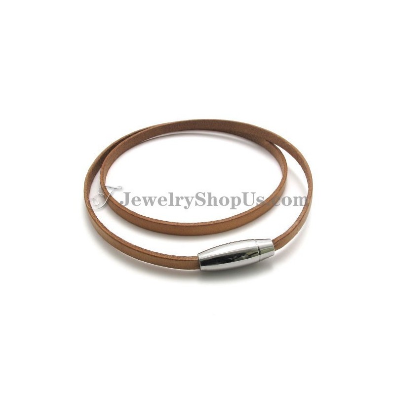Pulseira De Couro Marrom Da Moda Com Titânio Pulseira De Couro Marrom Da Moda Com Titânio