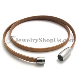 Pulseira De Couro Marrom Da Moda Com Titânio