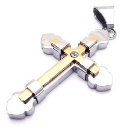 Colar Com Pingente De Cruz De Titânio Puro Dourado Masculino (Novo)