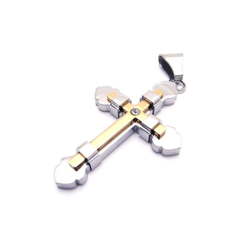 Colar Com Pingente De Cruz De Titânio Puro Dourado Masculino (Novo) Colar Com Pingente De Cruz De Titânio Puro Dourado Masculino (Novo)