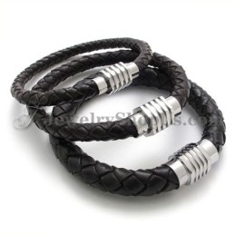 Pulseira De Couro E Titânio Da Moda