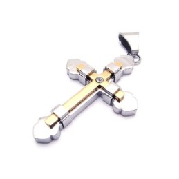 Colar Com Pingente De Cruz De Titânio Puro Dourado Masculino (Novo)