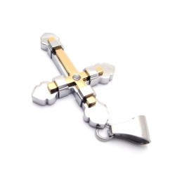 Colar Com Pingente De Cruz De Titânio Puro Dourado Masculino (Novo)