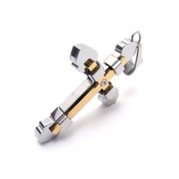 Colar Com Pingente De Cruz De Titânio Puro Dourado Masculino (Novo)