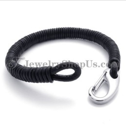 Pulseira De Couro Preto De Titânio Da Moda