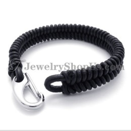 Pulseira Elegante De Couro E Titânio