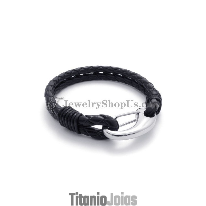 Pulseira Elegante De Couro De Titânio Pulseira Elegante De Couro De Titânio