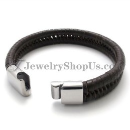 Elegante Titânio Marrom Com Pulseira De Couro