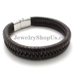 Elegante Titânio Marrom Com Pulseira De Couro