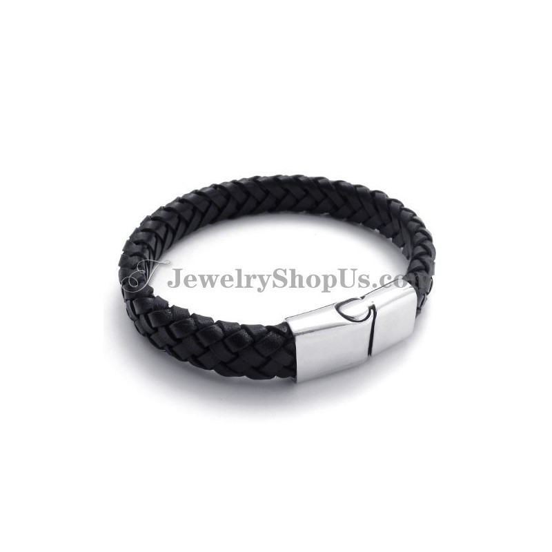 Elegante Titânio Preto Com Pulseira De Couro