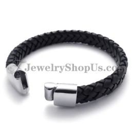 Elegante Titânio Preto Com Pulseira De Couro