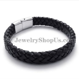 Elegante Titânio Preto Com Pulseira De Couro