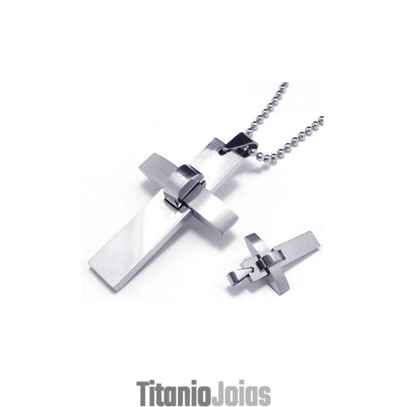 Colar Com Pingente De Cruz De Titânio Puro Prateado Para Meninos Colar Com Pingente De Cruz De Titânio Puro Prateado Para Meninos