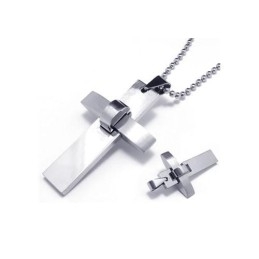 Colar Com Pingente De Cruz De Titânio Puro Prateado Para Meninos