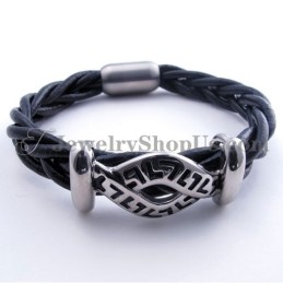 Pulseira De Couro De Titânio Da Moda