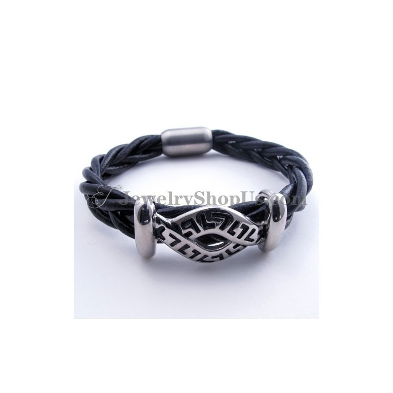 Pulseira De Couro De Titânio Da Moda