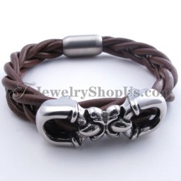 Pulseira De Couro Marrom De Titânio Da Moda