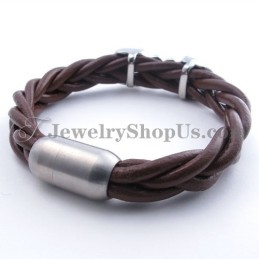 Pulseira De Couro Marrom De Titânio Da Moda