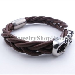 Pulseira De Couro Marrom De Titânio Da Moda