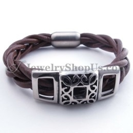 Pulseira De Couro De Titânio Marrom Da Moda