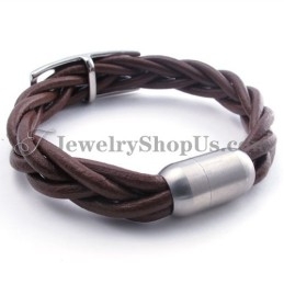 Pulseira De Couro De Titânio Marrom Da Moda