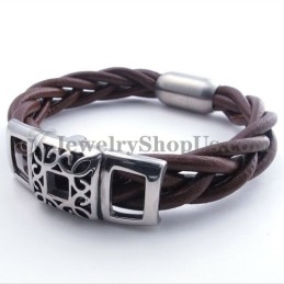 Pulseira De Couro De Titânio Marrom Da Moda