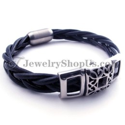 Pulseira Elegante De Couro De Titânio