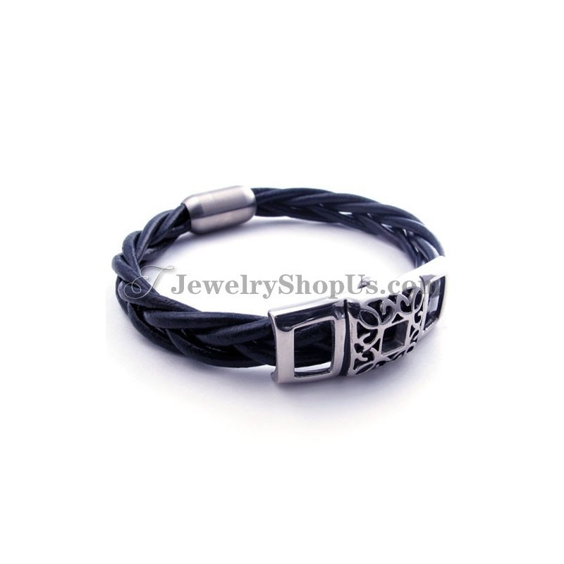 Pulseira Elegante De Couro De Titânio Pulseira Elegante De Couro De Titânio