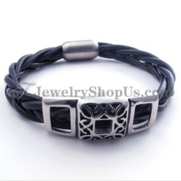 Pulseira Elegante De Couro De Titânio