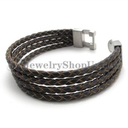 Pulseira Elegante De Couro E Titânio