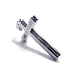 Colar Masculino De Prata E Titânio Puro Com Pingente De Cruz (Novo)