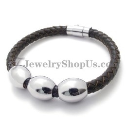 Pulseira De Couro Marrom De Titânio Da Moda
