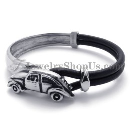 Pulseira Elegante De Couro Com Titânio