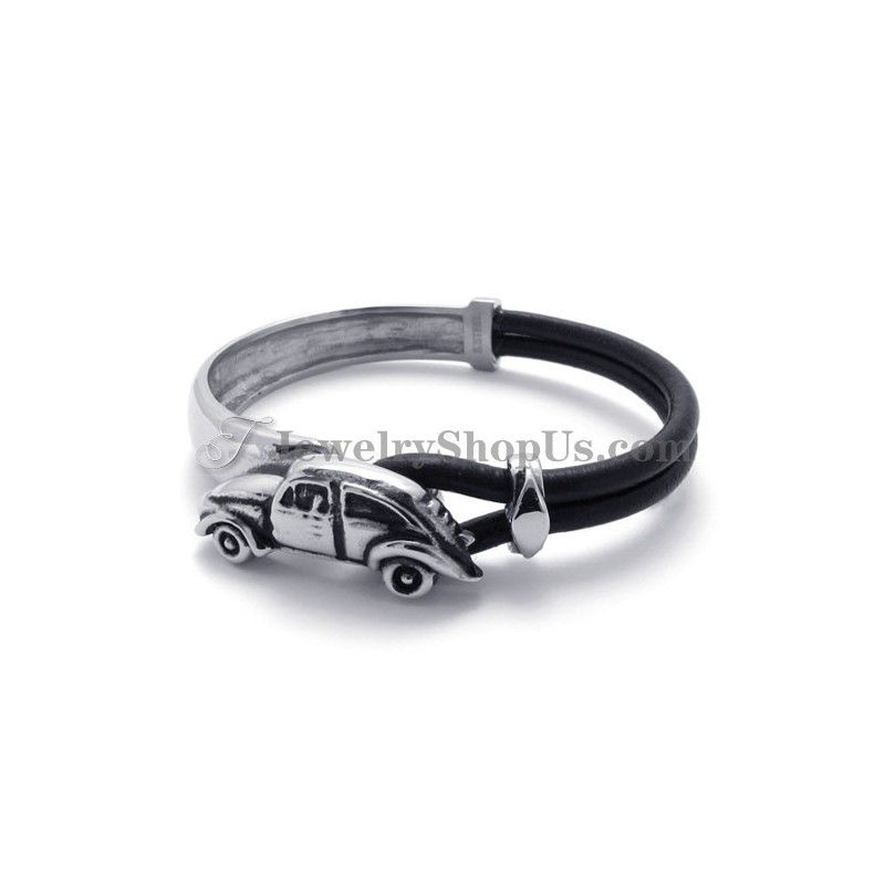 Pulseira Elegante De Couro Com Titânio Pulseira Elegante De Couro Com Titânio