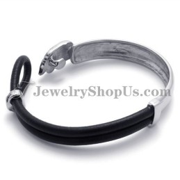 Pulseira Elegante De Couro Com Titânio