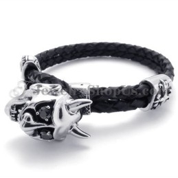 Pulseira De Couro Preto Com Titânio