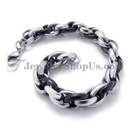 Pulseira De Titânio Preta E Prateada Da Moda