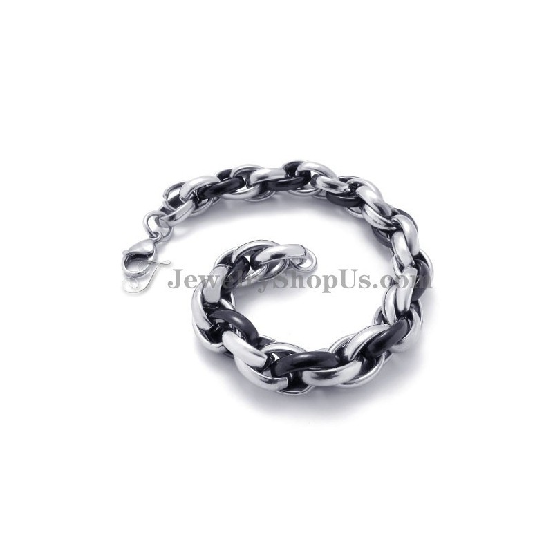 Pulseira De Titânio Preta E Prateada Da Moda Pulseira De Titânio Preta E Prateada Da Moda